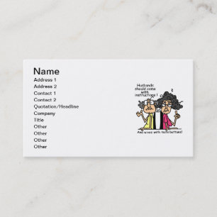 Husbands and Wives Attitude Humour Business Card