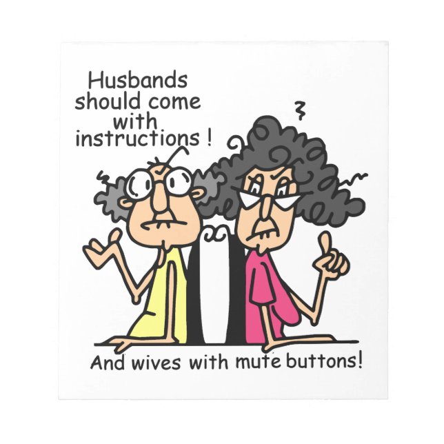 Husbands and Wives Attitude Humour Notepad (Front)