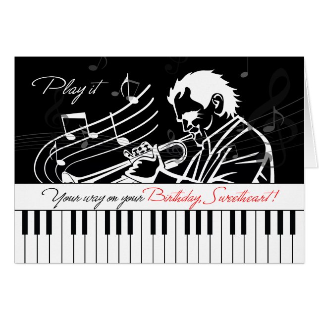 Husband's Birthday Music Theme Jazz Piano Keys (Front Horizontal)