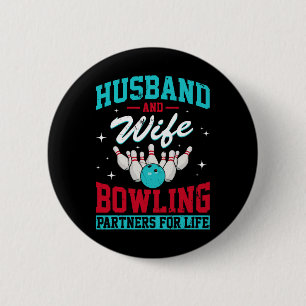 Husbynd And Wife Bowling Partners For Life Funny 6 Cm Round Badge