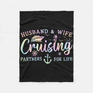Husbynd And Wife Cruise 2025 Matching Couple Cruis Fleece Blanket