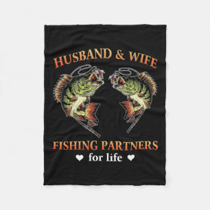 Husbynd And Wife Fishing Partners For Life Funny F Fleece Blanket