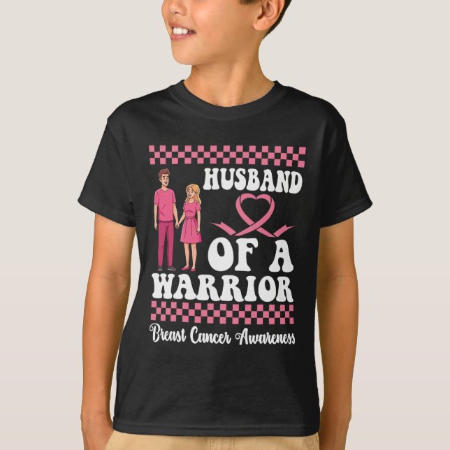 Husbynd Of A Warrior Breast Cancer Awareness Wife  T-Shirt (Front)