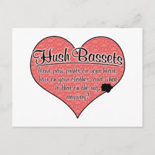 Hush Basset Paw Prints Dog Humour Postcard