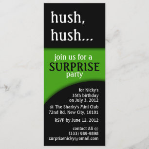 hush, hush birthday surprise invitation