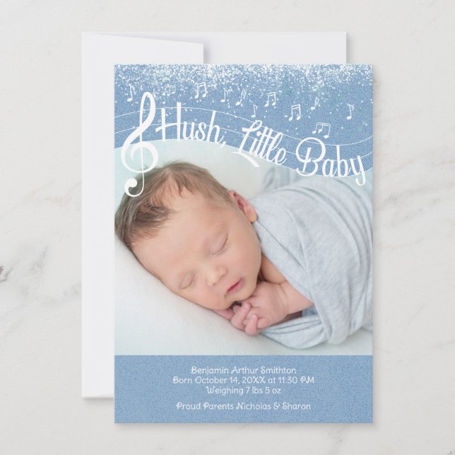 Hush, Little Baby Flat Announcement Card (Front)