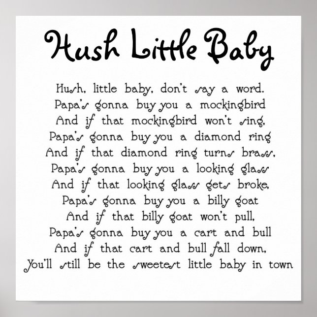 Hush Little Baby Poster (Front)