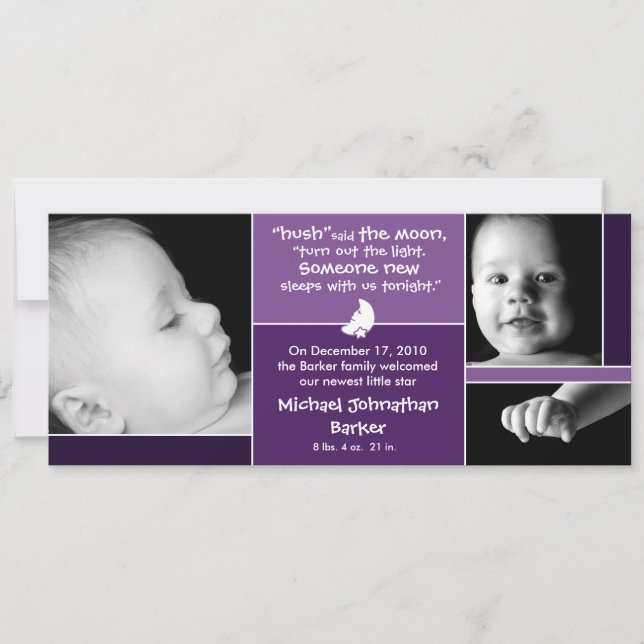 Hush Said the Moon Birth Announcement (Front)