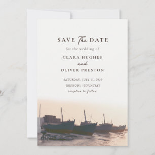 Hushed Pearly First Light Aegean Coast Wedding Save The Date