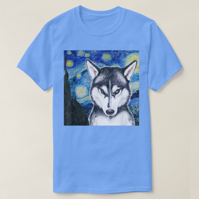 Huskey on a Starry Night  T-Shirt (Design Front)