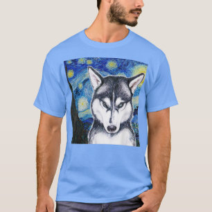 Huskey on a Starry Night T-Shirt