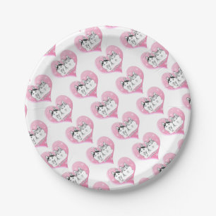 Huskies Snow Pink Paper Plate