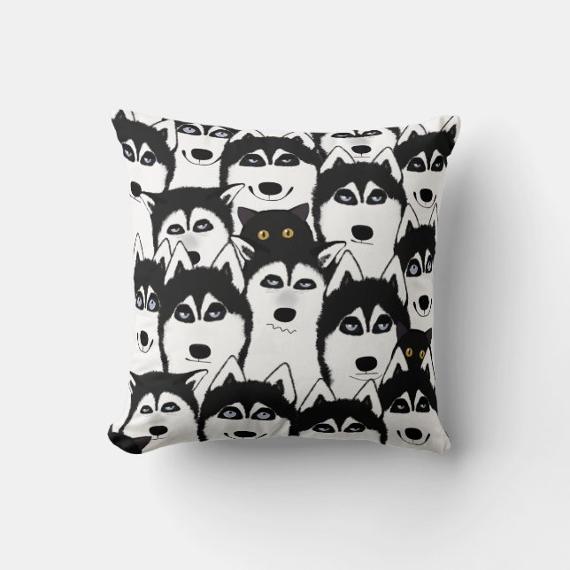 Huskies Throw Pillow (Front)