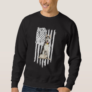 Husky American Flag Patriotic Husky Dog 4th Of Jul Sweatshirt