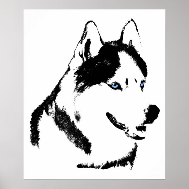 Husky Art Print Sled Dog Art Poster Husky Gifts (Front)