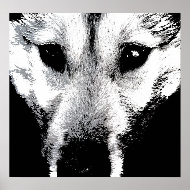 Husky Art Print Sled Dog Art Poster Wolf Pup Gifts (Front)