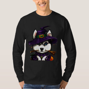 Husky As A Witch Halloween T-Shirt