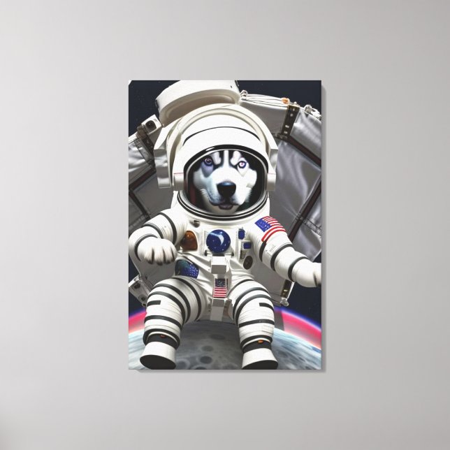 Husky Astronaut Canvas Print (Front)