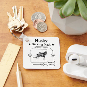 Husky Barking Logic Funny Siberian Dog Sarcastic Key Ring