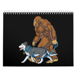 Husky Bigfoot Dog Walk Siberian Husky Sasquatch Calendar