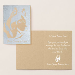 Husky Cards Personalised Husky Dog Cards Silver