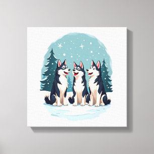Husky Christmas Choir Canvas Print