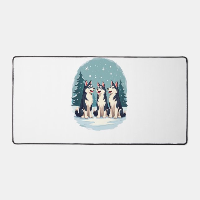 Husky Christmas Choir Desk Mat (Front)
