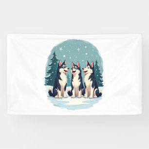 Husky Christmas Choir dog Banner
