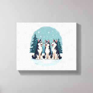 Husky Christmas Choir dog Canvas Print