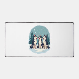 Husky Christmas Choir dog Desk Mat