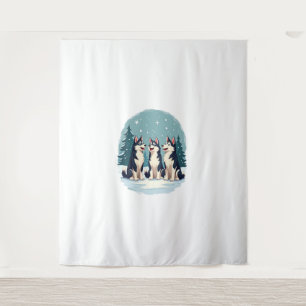 Husky Christmas Choir dog Tapestry