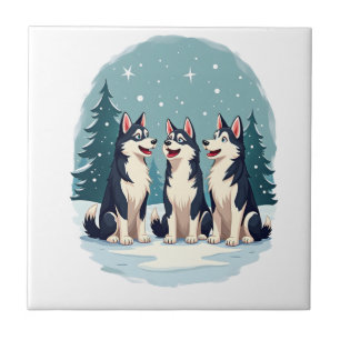 Husky Christmas Choir Tile
