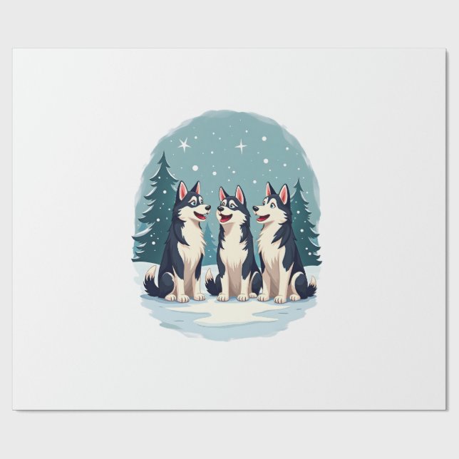 Husky Christmas Choir Wrapping Paper (Flat)