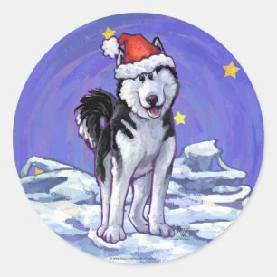 Husky Christmas Classic Round Sticker