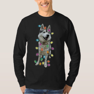 Husky Christmas  Dog Mum Dad Christmas Lights Husk T-Shirt