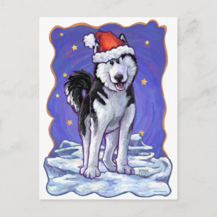 Husky Christmas Holiday Postcard