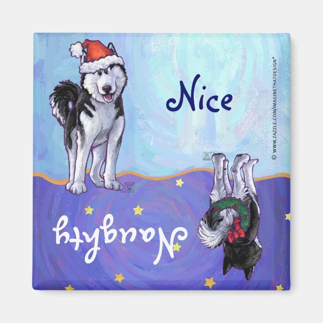 Husky Christmas Magnet (Front)