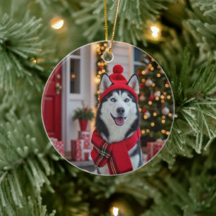 Husky christmas ornament