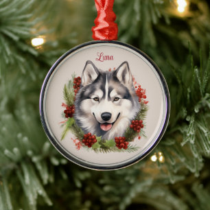 Husky Christmas Pet Memorial Dog Breed Metal Tree Decoration
