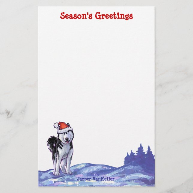 Husky Christmas Stationery (Front)