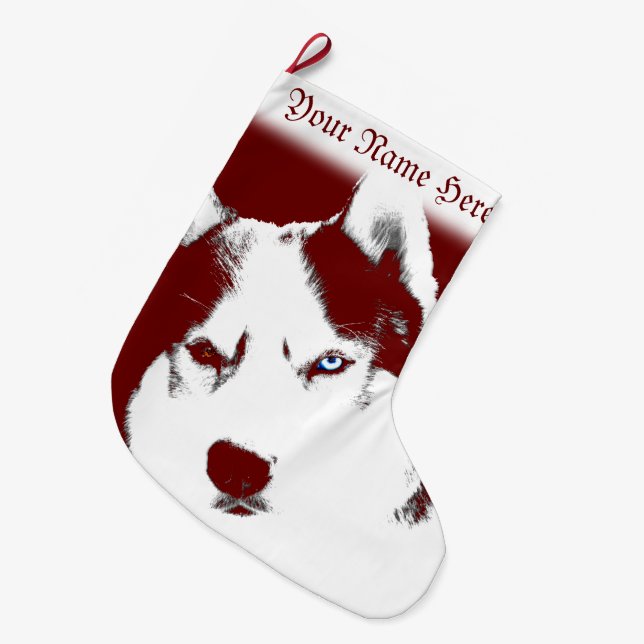 Husky Christmas Stocking Personalised Dog Stocking (Front (Hanging))