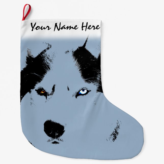 Husky Christmas Stocking Personalised Dog Stocking (Front)