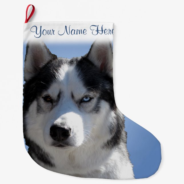 Husky Christmas Stocking Personalised Dog Stocking (Front)