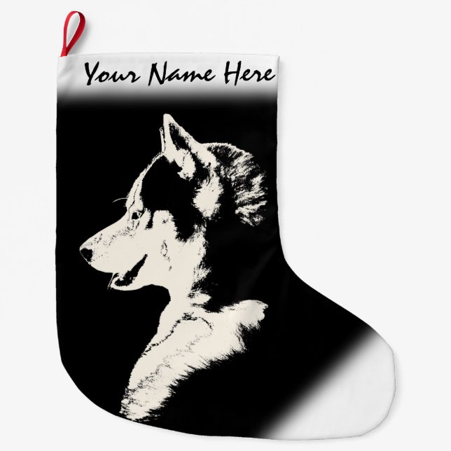 Husky Christmas Stocking Personalised Dog Stocking (Front)