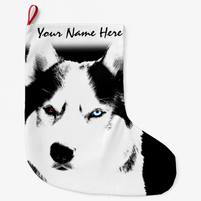 Husky Christmas Stocking Personalised Dog Stocking (Front)