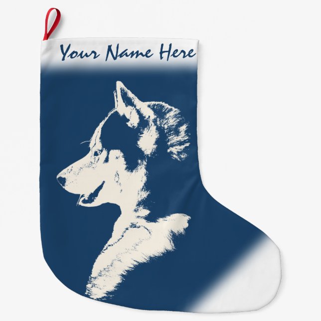 Husky Christmas Stocking Personalised Dog Stocking (Front)