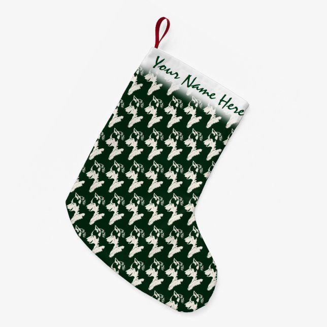 Husky Christmas Stocking Personalised Pup Stocking (Front (Hanging))