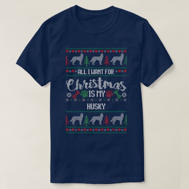 Husky Christmas sweater, Ugly Husky sweater  (Design Front)