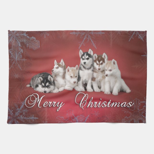 Husky christmas tea towel (Horizontal)