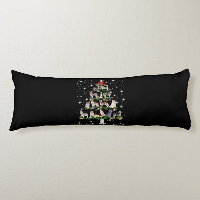 Husky Christmas Tree Covered By Flashlight Body Cushion (Front)